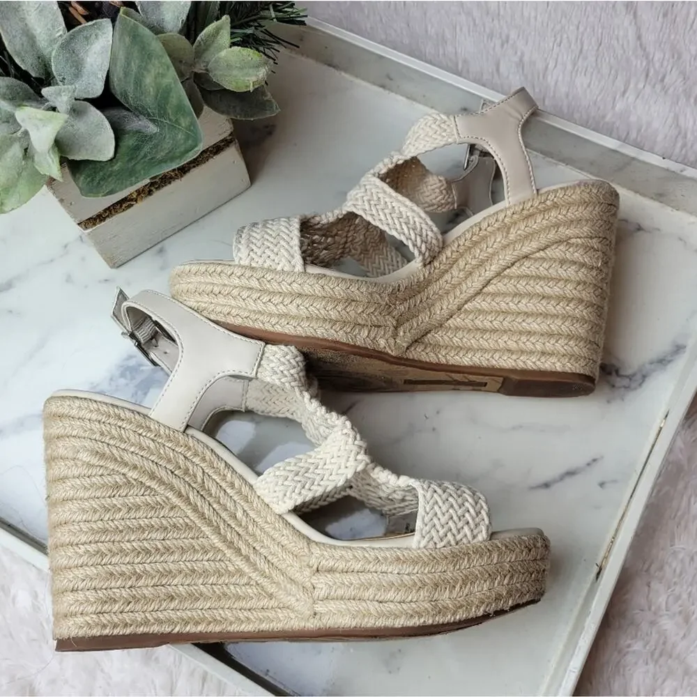 COPPER KEY Dreamcatcher Macrame EspadrillIe Platform Wedges Ivory Boho Size 8